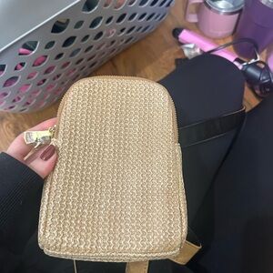 Elegant Tan Woven Crossbody Bag